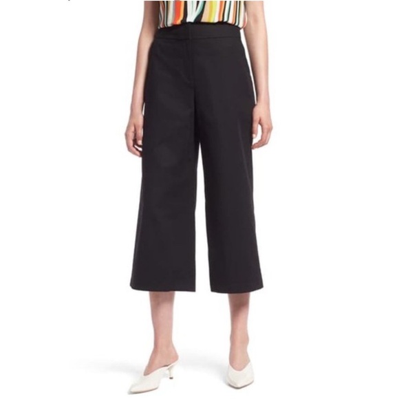 Nordstrom Halogen Black Cropped Wide Leg Trouser Pants Office Business Casual - Picture 1 of 12